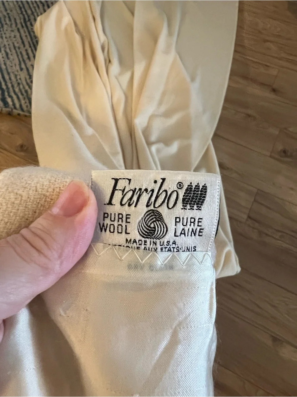 Faribo Pure Wool Cream Throw Blanket — Luxurious Softness